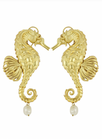 Gold Pearl Seahorse earrings