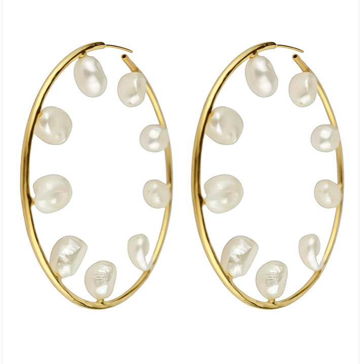 Pearl Gold Hoops earrings
