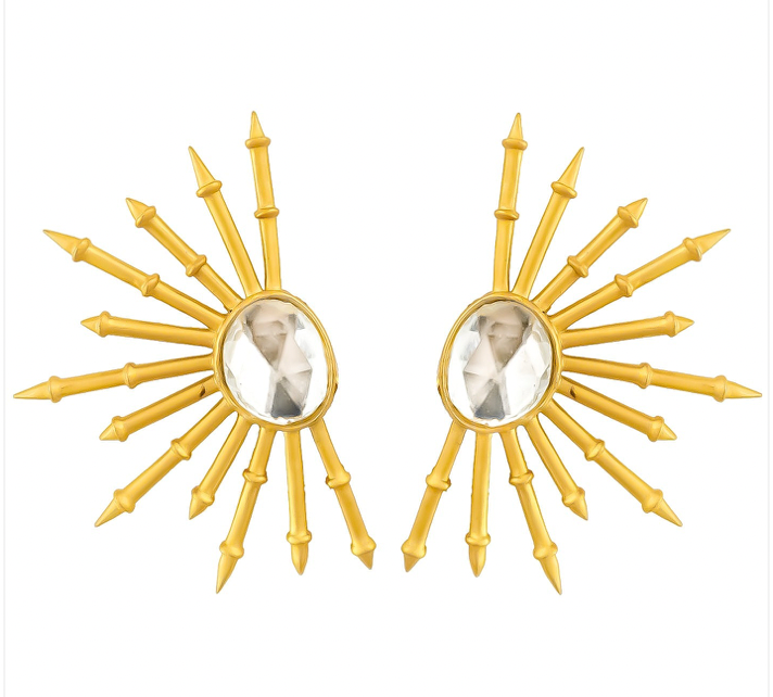 Sun burst gold plated earrings