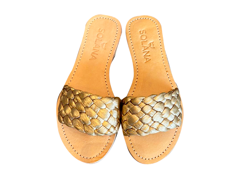 Solana Single Strap Gold Sandals